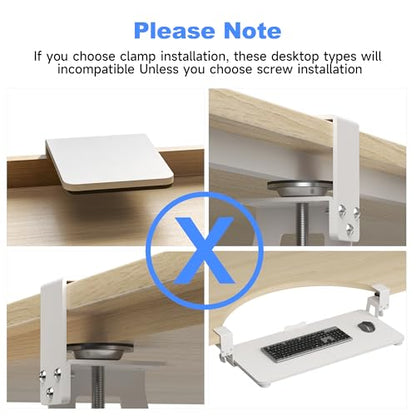 XINLEI Keyboard Tray Under Desk Large C-Clamp 25.6” (30” Including Clamps) x 11.8” Slide-Out Platform Computer Drawer Pull Out Keyboard & Mouse Tray White DSF4W - style: DSF4 White