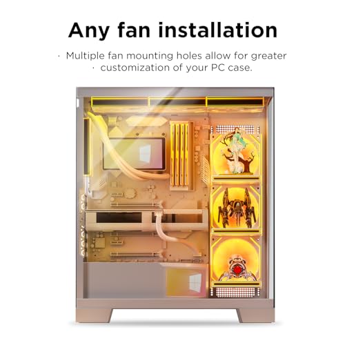 PC Case ARGB Square Figurine Shelf, Figure Stand, Infinity Mirror Design Floating PC Shelf for Figure - 120mm Fan Accessories-White - color: White
