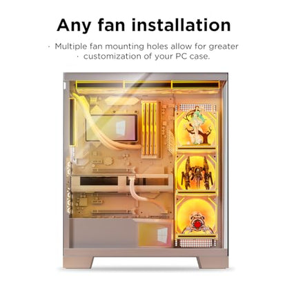 PC Case ARGB Square Figurine Shelf, Figure Stand, Infinity Mirror Design Floating PC Shelf for Figure - 120mm Fan Accessories-White - color: White