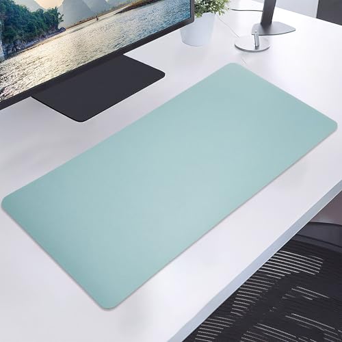 23.6" x 11.8" Non-Slip PU Leather Desk Pad Protector, Waterproof Mouse Pad Mat, Ultra Thin Laptop Writing Desk Blotter for Office and Home - color: Light Blue