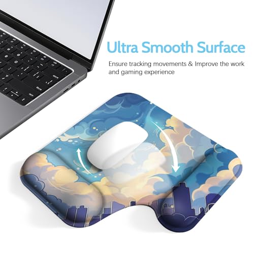 Ergonomic Mouse Pad with Gel Wrist Rest (1"& 1.2" Dual Height) - Mouse Pads Compact Mousepad Desk Mat Office, Gaming & Carpal Tunnel Relief | Non-Slip Rubber Base Blue Nebula - color: Blue Nebula