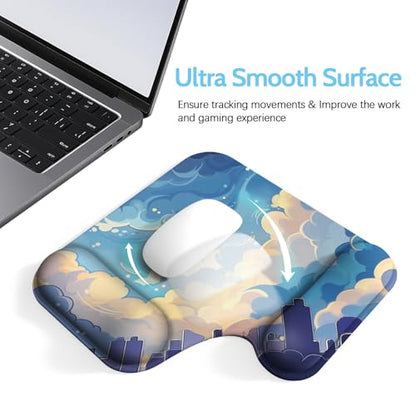 Ergonomic Mouse Pad with Gel Wrist Rest (1"& 1.2" Dual Height) - Mouse Pads Compact Mousepad Desk Mat Office, Gaming & Carpal Tunnel Relief | Non-Slip Rubber Base Blue Nebula - color: Blue Nebula