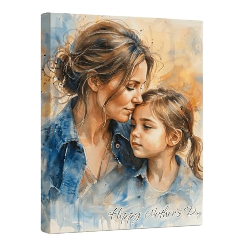 ENQU Personalized Family Watercolor Portrait Wall Art, Custom Canvas Prints with Your Photos, Birhtday, Mothers Day Gifts, Custom Photo Canvas Gifts For Mom Grandma, Home Decor - color: Style 5
