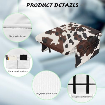 Wanyint Black Brown Cow Print Car Center Console Armrest Cover Anti-Slip Armrest Storage Box Mat Anti-Scratch Middle Console Pad Protective Cover Universal Fit Most Vehicle, SUV, Truck - color: Black Brown Cow Print