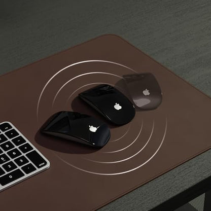 POUT TekDec Mat – Vegan Leather Desk Pad (31.5×13.4in / 80×34cm), Water-Resistant Surface, Anti-Slip Base, Scratch & Heat Protection, Multi-Functional Writing & Mouse Pad – Cinnamon Brown - color: Cinnamon Brown