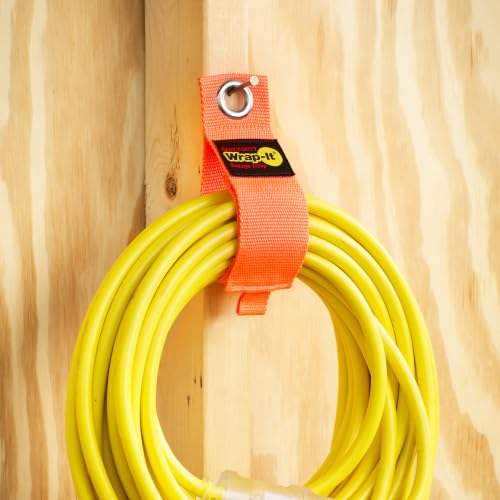 Heavy-Duty Wrap-It Storage Straps (Assorted 3-Pack), Blaze Orange - Garage Organizer and Extension Cord Hanger and Electric Cord Organizers for Garage Gadgets - color: Blaze Orange, size: Assorted 3-Pack