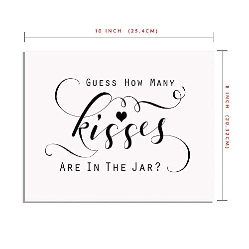 Bridal Shower Guess How Many Kisses are in the Jar Sign, 8x10 Unframed Art Print, Bridal Shower Game Sign, Kisses Jar Guessing Game Decor, Black and White Party Table Sign