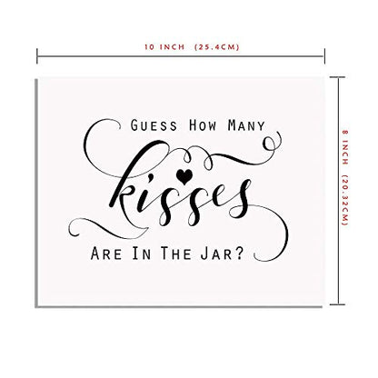 Bridal Shower Guess How Many Kisses are in the Jar Sign, 8x10 Unframed Art Print, Bridal Shower Game Sign, Kisses Jar Guessing Game Decor, Black and White Party Table Sign