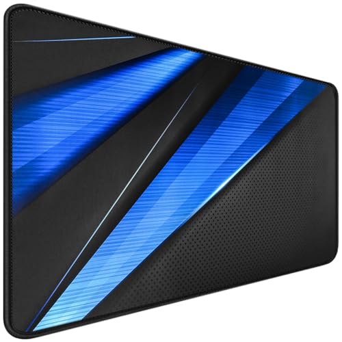 Desk Pad, Large Gaming Mouse Pad,Extended Keyboard Mouse Mat Desk Pad with Non-Slip Rubber Base & Stitched Edge for Computers Laptop Desk Home Office Accessories,Black Blue - color: Black Blue, size: 31.5" x 15.7"