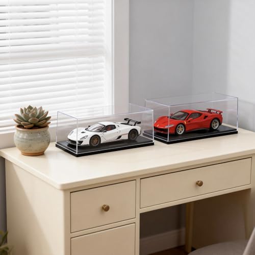 Model Car Display Case, 1:18 Scale Acrylic Display Box for Cars, Stackable Dustproof Storage Boxes for Collectibles, Figures and Memorabilia, 13.4 x 6.4 x 5.5 inch - size: 13.4 x 6.4 x 5.5 inch