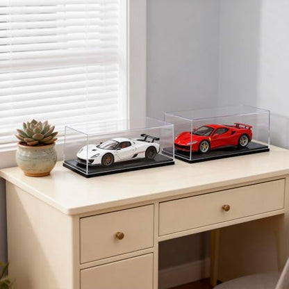 Model Car Display Case, 1:18 Scale Acrylic Display Box for Cars, Stackable Dustproof Storage Boxes for Collectibles, Figures and Memorabilia, 13.4 x 6.4 x 5.5 inch - size: 13.4 x 6.4 x 5.5 inch
