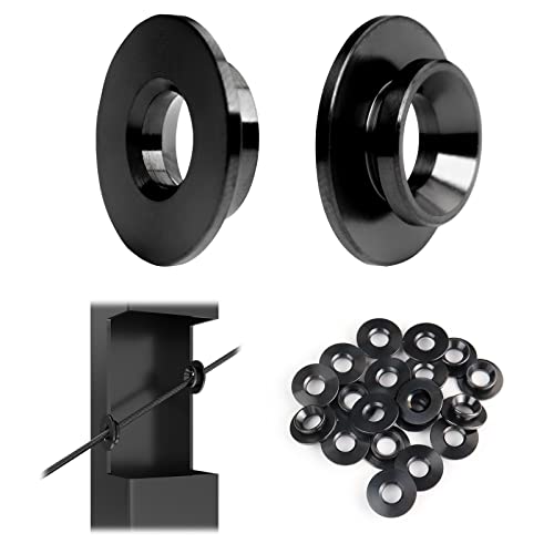 Muzata 20 Pack 1/8" 30 Degree Angle Wheel Black Cable Railing Grommets ONLY for Angle 1/8" 5/32" 3/16" Wire Rope T316 Stainless Steel Protector Sleeves Deck Cable Railing Hardware Kit Metal Posts CR79 - size: 20P, style: Black For Stairs