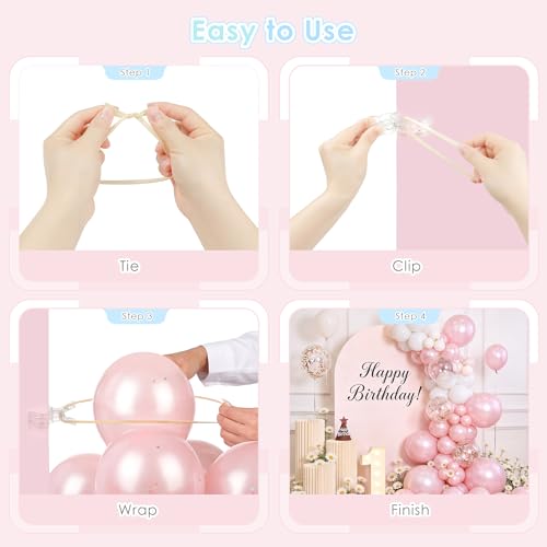 RELBRO Spring Clamps, 10 Pcs 3.5 Inch Clear Plastic Clips with 100 Pcs Long Balloons for Balloon Arch Backdrop Craft Decoration Projects