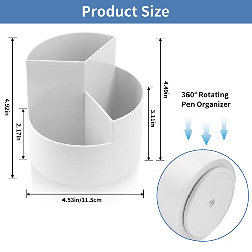 Desk Pencil Pen Holder, 3 Slots 360-Degree Spinning Organizers, Desktop Storage Stationery Supplies, Cute Cup Pot for Office, School, Art Supply, Kids - Gray - color: Gray