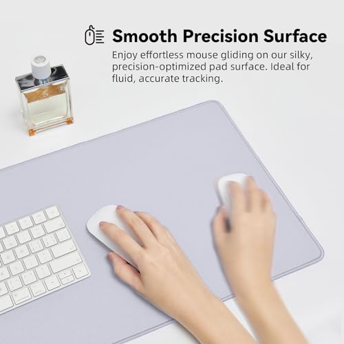 Reniteco Waterproof Large Gaming Mouse Pad with Durable Stitched Edges, Non-Slip Rubber Base, Grainy Jacquard Mouse Mat Desk Pad for Home Office Gaming, 35.4''x15.7''x0.12'', Matte Light Gray - color: Matte Light Gray, size: 35.4''x15.7''x0.12"