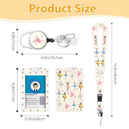 Ballet for ID Badge Holder, Ballet ID Badge Holder with Heavy-Duty Retractable Reel Clip, Gift for Teacher Nurse Adult - color: Ballet-beige