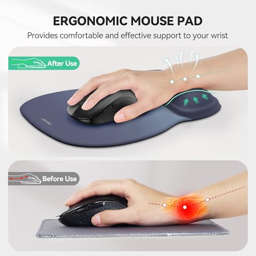TECKNET Gel Mouse Pad with Wrist Rest, Ergonomic Office Mousepad with Wrist Support - Non-Slip & Smooth Surface Comfortable Desk Accessories Mat for Office, Gaming and Study - Gradient - color: Gradient Color, size: 10L x 8W inches
