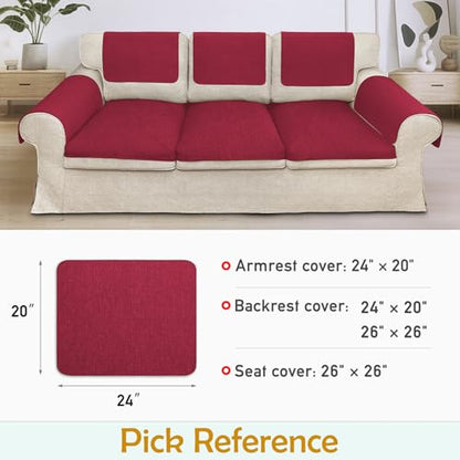 Couch Arm Covers, Waterproof Armrest Cover for Sofa, Loveseat, Armchair, Non-Slip Recliner Arm Cover, Sofa Arm Covers, Headrest Cover, Arm Chair Covers Set of 2 (Burgundy, 24"×20") - color: Burgundy, size: 24" x 20" - 2 pcs