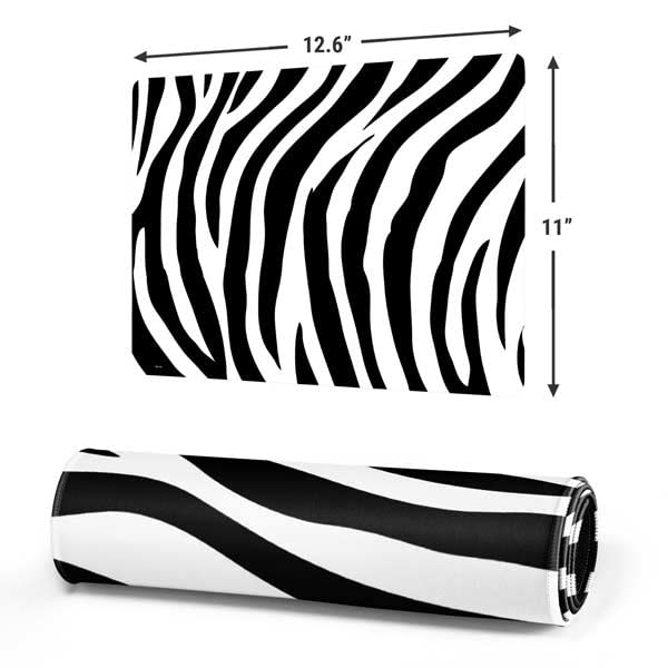 Skinit Small Gaming Mouse Pad - Zebra Print Design with Stitched Edges, Waterproof, Non-Slip Rubber Base, Desk Mat for Keyboard & Mouse, 12.6" x 11" inches - color: Black - PTTRNS07, size: 12.6" x 11"