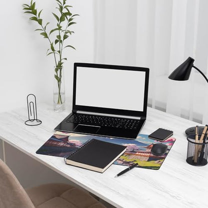 Mount Fuji Desk Mat Large Mouse Pad Gaming Mousepad 31.5 x 15.8 in | Desk Pad for Keyboard and Mouse, Large Non-Slip Rubber Base Mousepad Desk Mat with Stitched Edges for Gaming Office - color: Japanese Mount Fuji