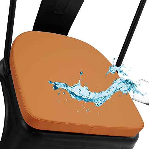 BUYUE 14" Metal Chair Cushion with Magnetic 1 Piece, Luxury PU Leather Waterproof Anti-Slip Seat Pad for Kitchen Cafe Dining Bistro Stackable Chairs (U-Shape, Orange, 1) - color: Orange, style: U-shape-1 Pcs