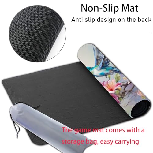 MTG Playmat, Smooth Surface Game Play Pad MTG TCG 24 x 14 inch with Storage Bag, Non-Slip Mouse Pad Card Fighting Game, Flower Bird - color: Flower Bird