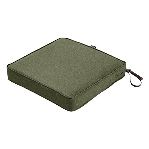 Classic Accessories Montlake Water-Resistant 21 x 21 x 3 Inch Square Outdoor Seat Cushion, Patio Furniture Chair Cushion, Heather Fern Green, Outdoor Cushion Cover - color: Heather Fern, size: 21"W x 21"D x 3"Thick