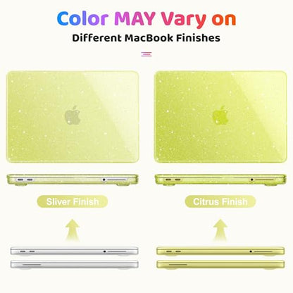 May Chen Compatible with MacBook Neo 13 inch Case 2026 Model A3404, Plastic Hard Shell,Keyboard Cover,Screen Protector,Dust Plug, for MacBook Neo 13" with A18 Pro Chip, Glitter Citrus - color: Glitter Citrus