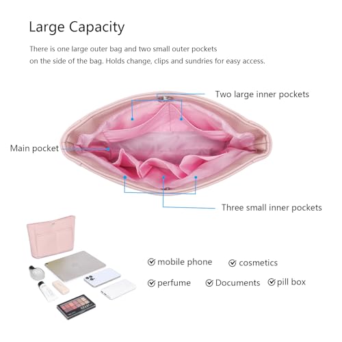 YONEBN waterproof Storage Bag Lightweight Large Capacity nylon Bag Inner Bag Handbag Organizer - color: Pu/Charming