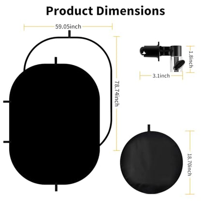 Meking 5x6.6ft Black White Background for Photography, Pop-Up Collapsible Backdrop 2-in-1 Muslin Self Tape Backdrop with Clip and Carry Case - color: Black&White, size: 5x6.6ft