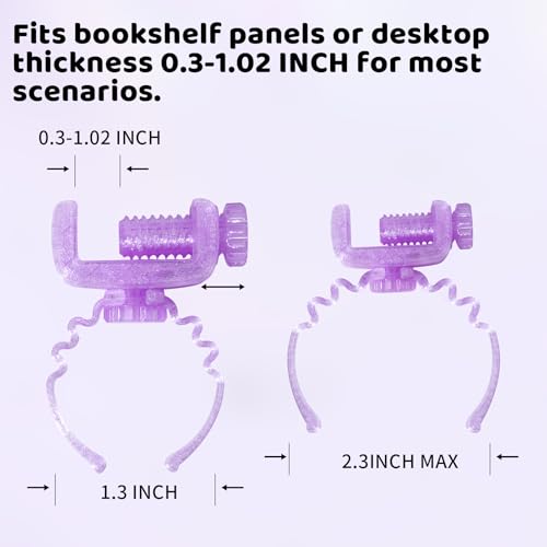 Doll Stand for Cabinet Edge 4Pack | Neck grip design fits 3-7" Labubu blind box figures, adjustable clamp suits panels 0.3-1.02" thick - color: PINK&PURPLE&TEAL