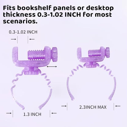 Doll Stand for Cabinet Edge 4Pack | Neck grip design fits 3-7" Labubu blind box figures, adjustable clamp suits panels 0.3-1.02" thick - color: PINK&PURPLE&TEAL