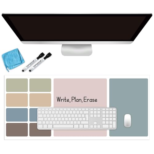 Dry Erase Desk Mat, Large Mouse Pad, Erasable Writing White Board for Making Plans, Self Adhesive Desktop Protector with 2 Wet Erase Markers & 1 Eraser for Home Office School 36"x16" (Boho) - color: Boho