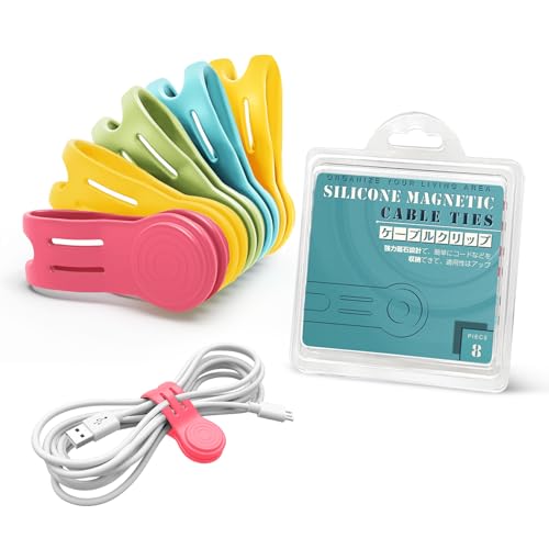 Kanemc Magnetic Cable Organizer For Cords, Cord Wrap Silicone Zip Ties Twist Ties Magnet Strap For Smartphone Charger Earphone Video Game USB C Cables (Macaron Color, S-size) - color: Macaron Color, size: S-size