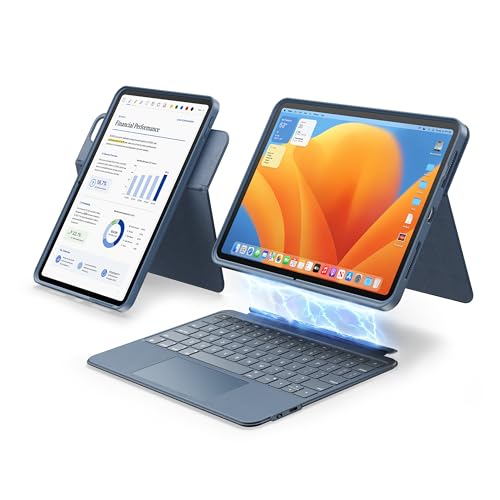 Rotating & Detachable Keyboard Case for iPad Air 11 inch M4/M3/M2,Air 5th/4th gen & iPad Pro 11" 1st/2nd/3rd/4th generation,Adjustable Stand,Stylus Slot,Trackpad,Backlit,Full Protection Cover,Blue - color: Blue, size: For iPad Air 11" & Air5/4th & Pro 11"