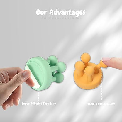 4 Pcs Silicone Waterproof Self Adhesive Toothbrush Holder,Mounted Bathroom Holder for Hanging Key Clothes Towel Cable for Kitchen Bathroom Home Office Black - color: Black