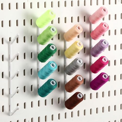 Novabright 4 Pcs White Pegboard 3/5 Spot Thread Hooks Compatible with IKEA Angled Spool Hooks Display Storage Peg Board Accessories Sewing Spools and Threads Organization for DIY Retail - color: White