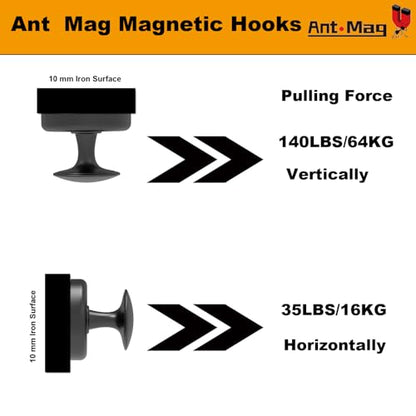 Ant Mag Magnetic Hooks Heavy Duty for Coat Hanging Strong Magnetic Hangers for Metal Surface Great Organization for Cruise Cabinet Door Kitchen Room Office - size: D42 Round 2 Pack