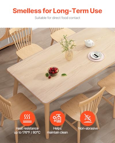 VEVOR Clear Table Cover Protector, 18" x 36" Customizable Plastic Desk Protector, 1.5 mm Thick Clear PVC Cover, Waterproof Desktop Guard for Writing, Coffee, Dining Room Desk - size: 36" x 18" (Rectangular)