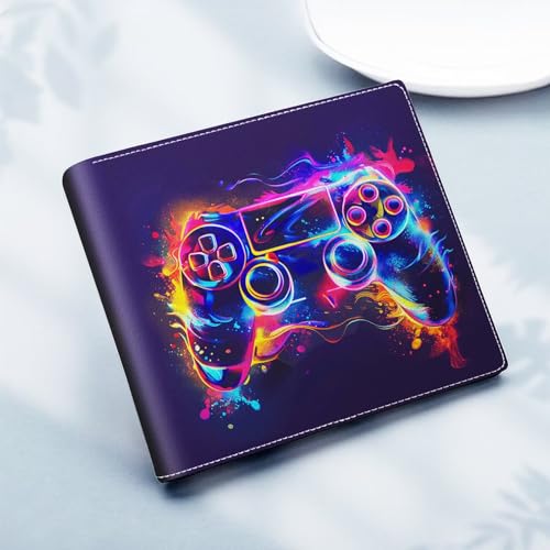 EXXBYELI Boys Wallet for Kids, Cool Kids Gamer Wallet for Boys Ages 8-10 9-12 11-15 with Credit Id Card Cash Holder Black Rfid Blocking Zipper For Teen Youth Guys Teenager Birthday Gifts - color: game-Red blue gamepad