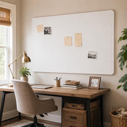 Felt Bulletin Board for Wall 72" x 48" Unfolded Size, Large Frameless Felt Pin Board, Soft Cork Board Alternative for Office, Home Planning, Notes, Photos & Wall Decor, Foldable Shipping, Easy Install - color: White, size: 72" x 48"