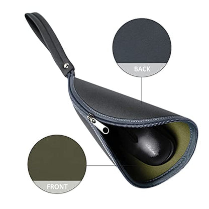 2 in 1 Convertible Round Travel Mouse Pad Mat and Case with Zipper Pouch for Outdoor Business Trip