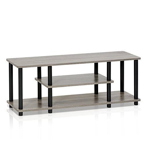 Furinno Turn-N-Tube No Tools 3D 3-Tier Entertainment TV Stand up to 50 inch TV, Round Tubes, French Oak Grey/Black - color: French Oak, size: 50 inch