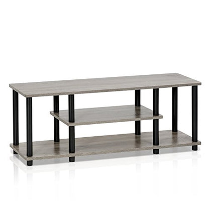 Furinno Turn-N-Tube No Tools 3D 3-Tier Entertainment TV Stand up to 50 inch TV, Round Tubes, French Oak Grey/Black - color: French Oak, size: 50 inch