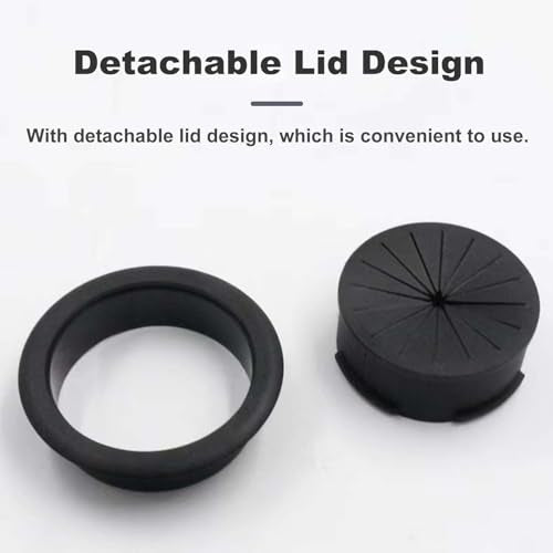2 Pack 2 Inch Flexible Desk Cable Grommet, Detachable Hole Cover Cord Organizer for Home Office Desktop Wiring Management -Black