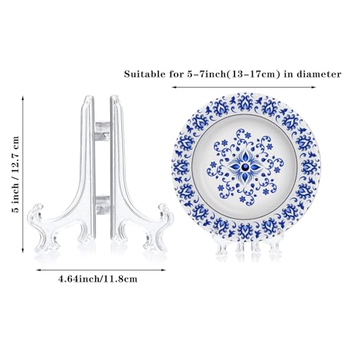 Patelai 48 Pcs Mini Easel Stands 5 Inch Plastic Plate Stand Holder Display Picture Easel for Display Picture Frame Collectibles Desktop Weddings Party Home Decoration (Clear) - color: Clear, size: 5 Inch
