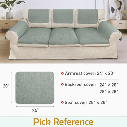 Couch Arm Covers, Waterproof Armrest Cover for Sofa, Loveseat, Armchair, Non-Slip Recliner Arm Cover, Sofa Arm Covers, Headrest Cover, Arm Chair Covers Set of 2 (Gray-Green, 24"×20") - color: Gray-green, size: 24" x 20" - 2 pcs