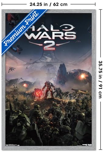 Halo: Halo Wars 2 - Key Art Wall Poster, 34L" x 22.4W", Gray Framed Version - color: Gray Framed Version, size: 34"L x 22.4"W
