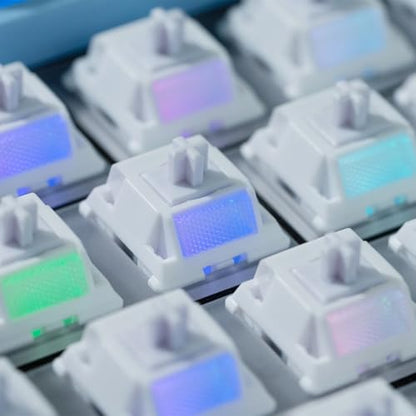 OOCTPK Chilkey 35pcs Morandi 5-Pin Linear Mechanical Keyboard Switches for Mechanical Keyboard, Focused Bottom-Out Feedback and Crisp, High-Transmittance PMMA Light Guide, Even RGB Illumination - color: Morandi purple-35Pcs