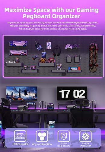 Revamp Your Space With A Versatile Pegboard Kit - Effortlessly Organize Home, Office, And Gaming Setup With Customizable Hanging Solutions (Black) - color: Black